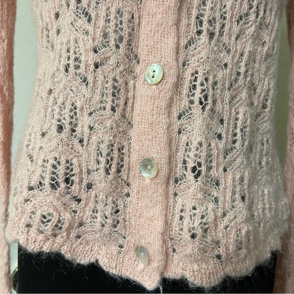 Sundance Soft Pink LaRosa Knit Nylon/Mohair/Lambswool Sweater Cardigan - Picture 6 of 11